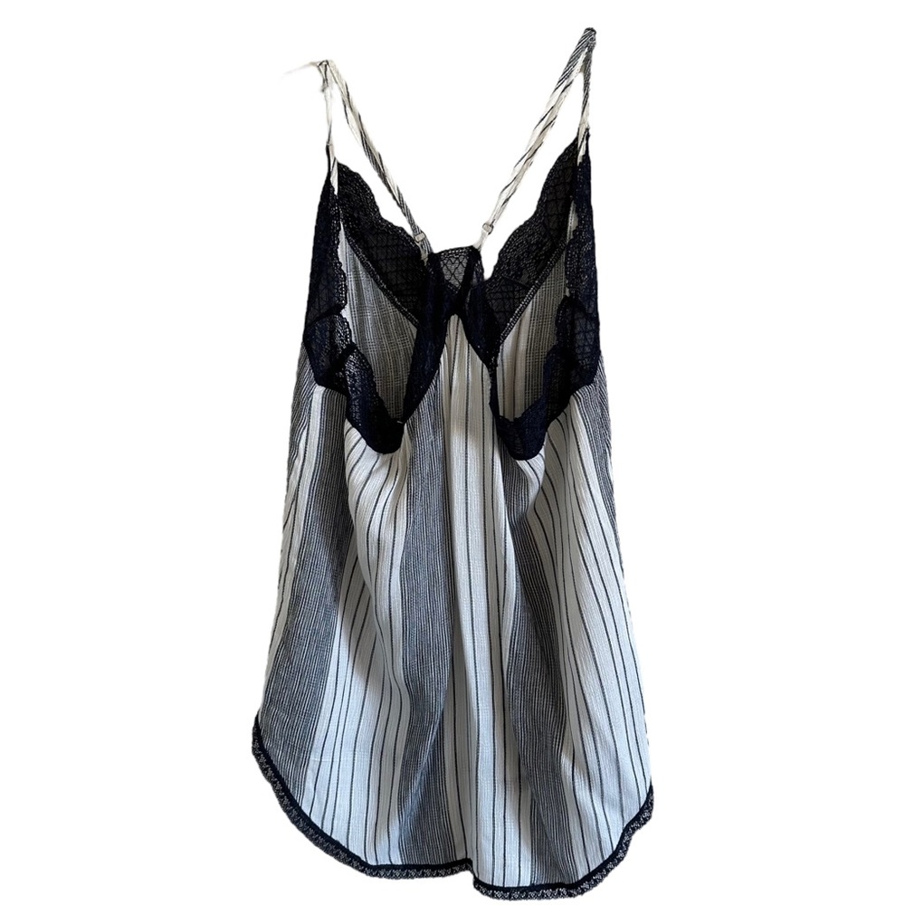 NWT Lovestitch Striped Camisole Tank with Lace Navy & Ivory Sz M - Picture 9 of 13